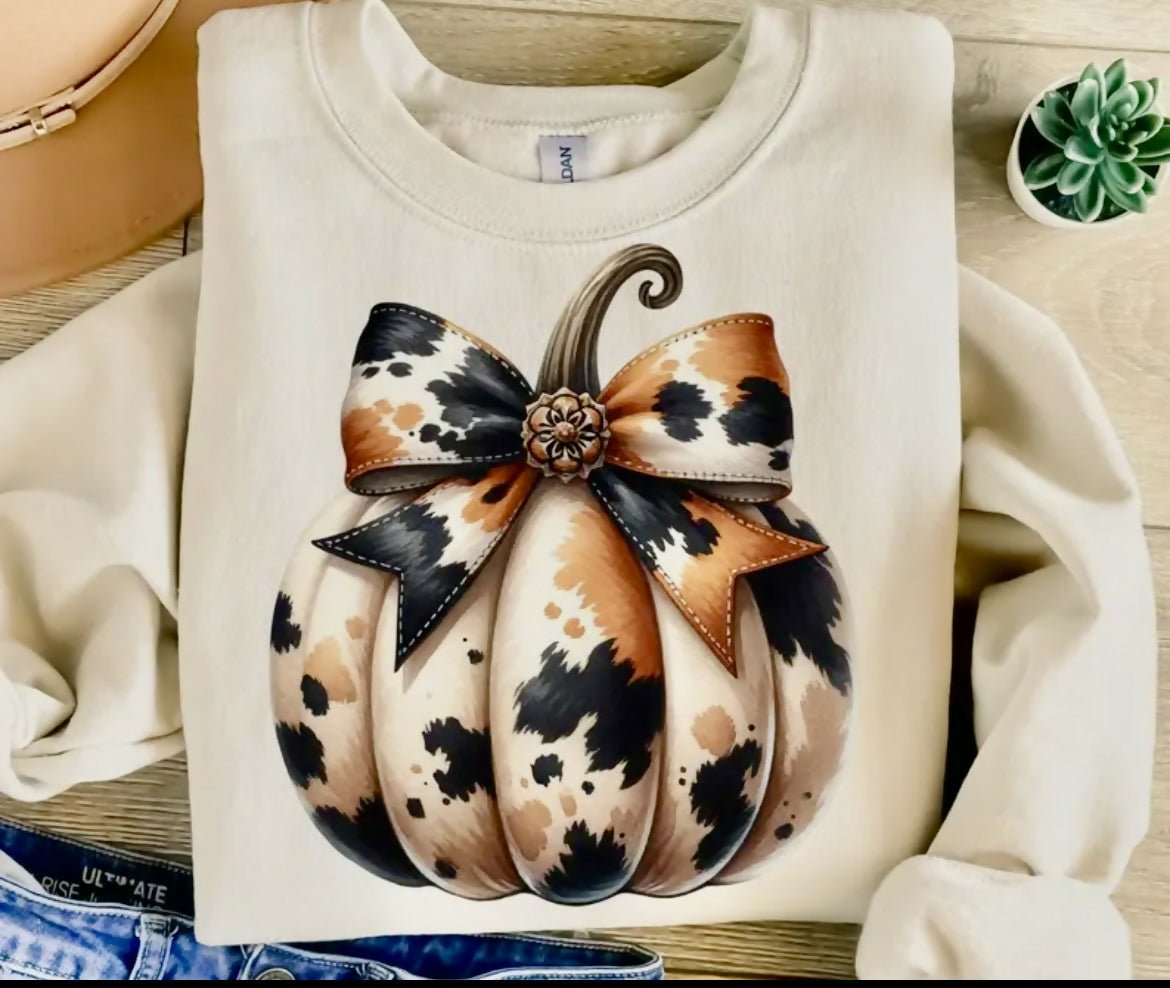 Cowhide Pumpkin Sweatshirt - Deadwood South Boutique & Company LLC