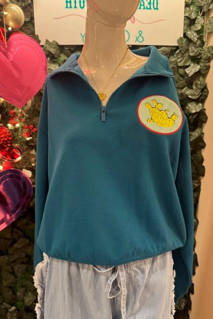 Cozy Cactus Quarter Zip Sweatshirt - Deadwood South Boutique & Company LLC