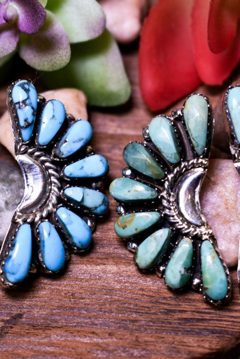 Crescent Stone Turquoise 1.25" Earrings - Deadwood South Boutique & Company LLC