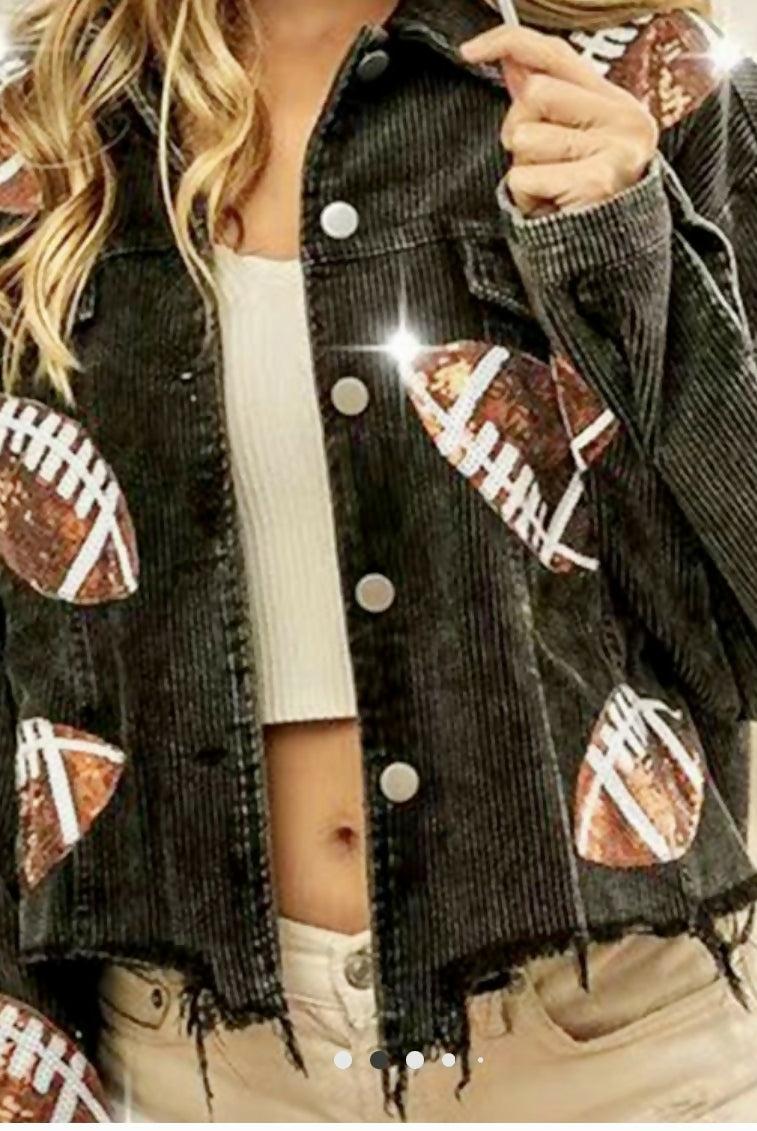 Football Time Corduroy Jacket-Outerwear-Vintage Cowgirl-Deadwood South Boutique, Women's Fashion Boutique in Henderson, TX