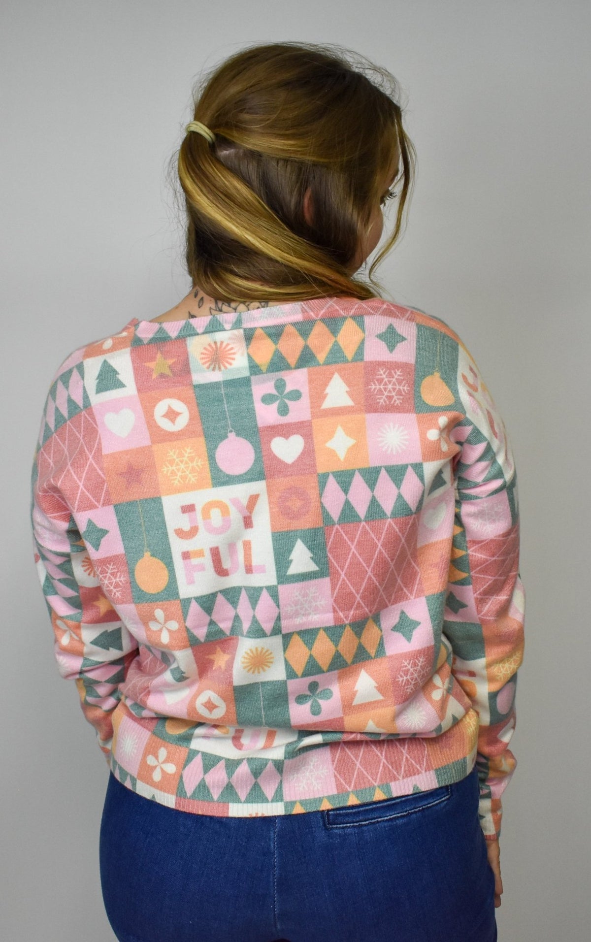 Dear Scarlett Pink Squares Christmas Sweater - Deadwood South Boutique & Company LLC