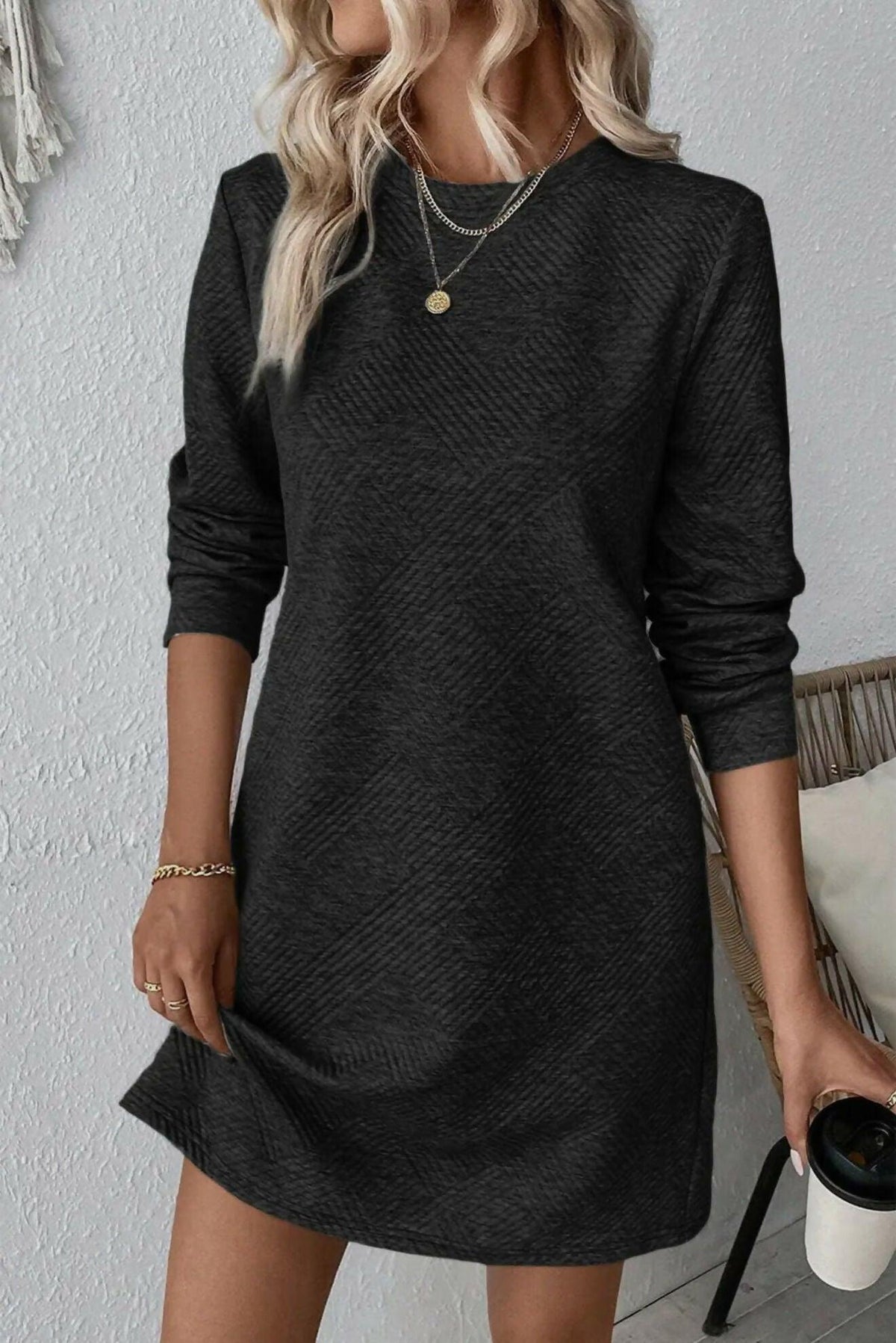 Debbie Textured Dress w/pockets - Deadwood South Boutique & Company LLC