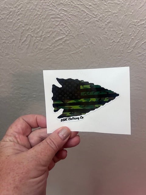 DSBC Camo Arrowhead Flag Sticker - Deadwood South Boutique & Company LLC
