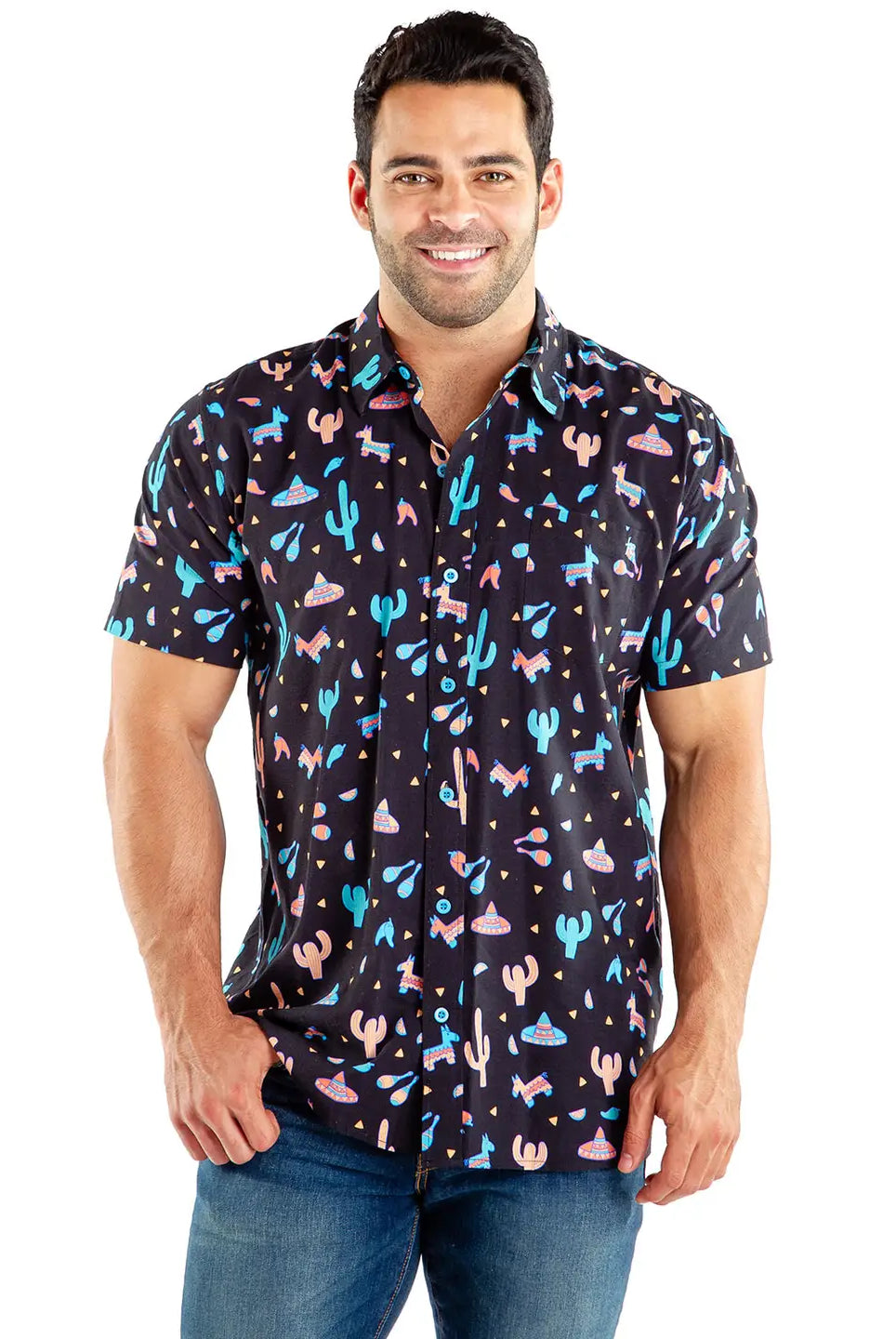 Midnight Fiesta Men's Button Up Shirt-Men's Shirt-Deadwood South Boutique & Company LLC-Deadwood South Boutique, Women's Fashion Boutique in Henderson, TX