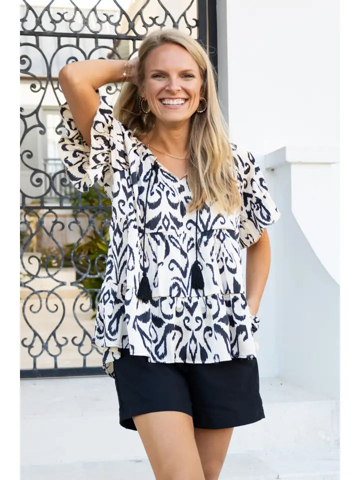 Timeless Contrast Top-Short Sleeves-Deadwood South Boutique & Company-Deadwood South Boutique, Women's Fashion Boutique in Henderson, TX