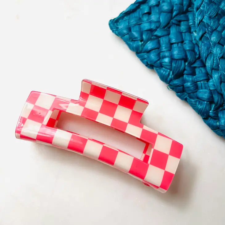 Checkered 4" Hair Claw Clip-Hair Claw Clips-Deadwood South Boutique & Company-Deadwood South Boutique, Women's Fashion Boutique in Henderson, TX