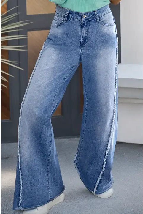 Vintage Raw Hem Flared Jeans-bottoms-Deadwood South Boutique & Company LLC-Deadwood South Boutique, Women's Fashion Boutique in Henderson, TX