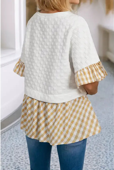 Lollie Patchwork Casual Shift Top-Tops & Tees-Deadwood South Boutique & Company LLC-Deadwood South Boutique, Women's Fashion Boutique in Henderson, TX