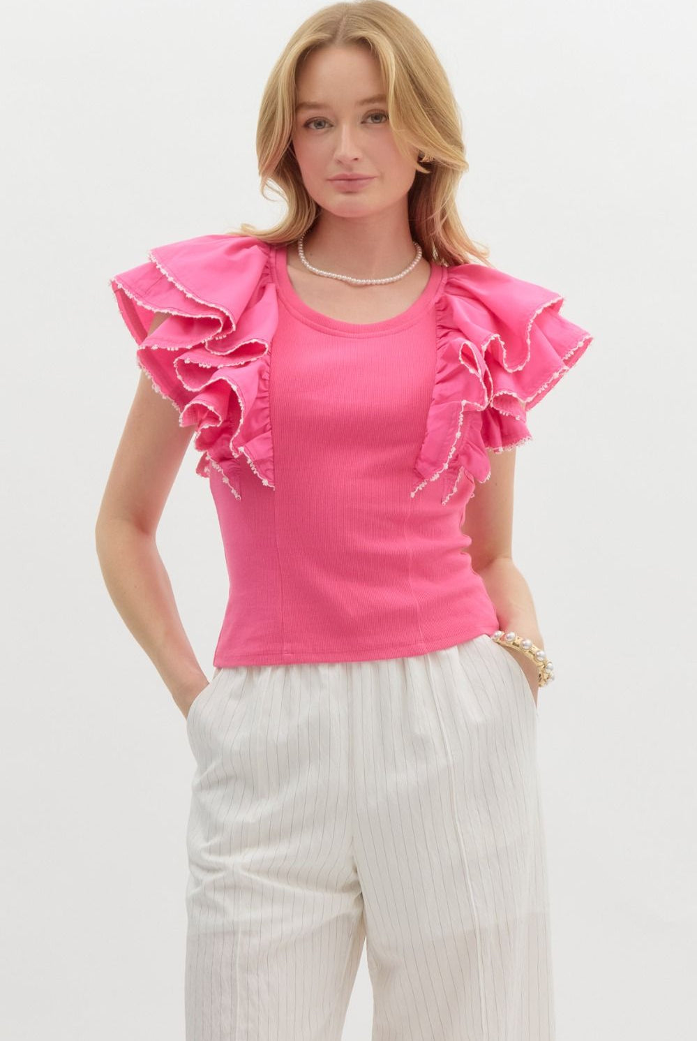 Stock Show Girlies Ruffle Sleeve Top-Tops & Tees-Deadwood South Boutique & Company LLC-Deadwood South Boutique, Women's Fashion Boutique in Henderson, TX