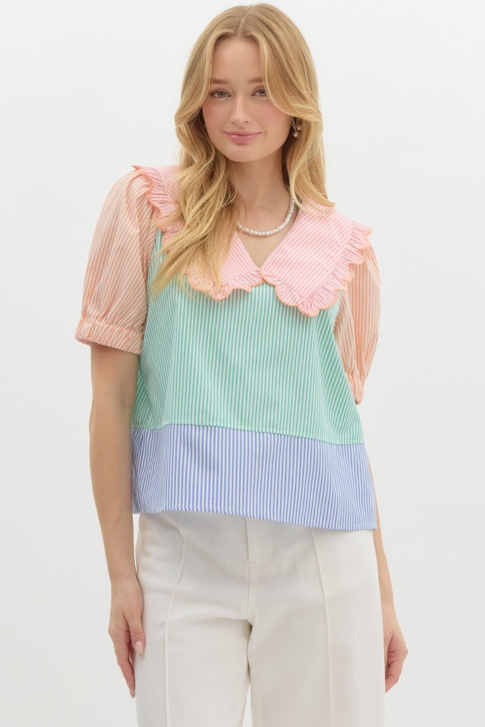 Elaine Mint Multi Top-Tops & Tees-Deadwood South Boutique & Company LLC-Deadwood South Boutique, Women's Fashion Boutique in Henderson, TX