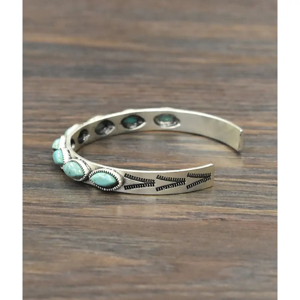 Sideway Oval Turquoise Fashion Cuff Bracelet-Jewelry-Deadwood South Boutique & Company LLC-Deadwood South Boutique, Women's Fashion Boutique in Henderson, TX