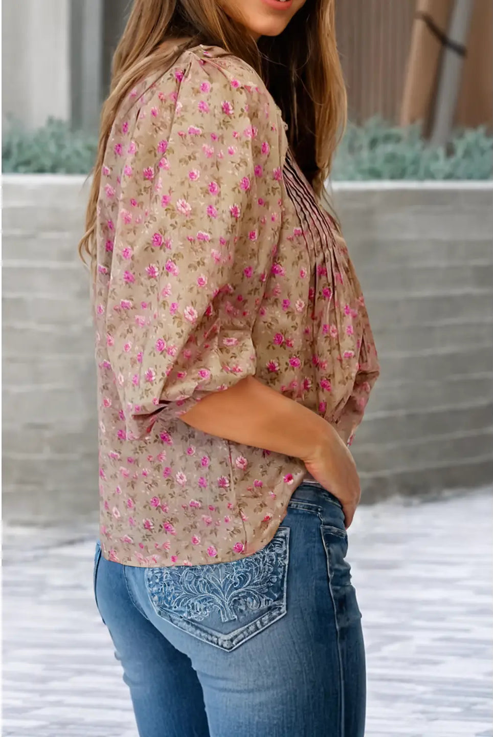 The Becky Floral Bow Top-Tops & Tees-Deadwood South Boutique & Company LLC-Deadwood South Boutique, Women's Fashion Boutique in Henderson, TX
