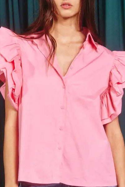 Taylor Made Ruffle Sleeve Top-Top & Tees-Deadwood South Boutique & Company LLC-Deadwood South Boutique, Women's Fashion Boutique in Henderson, TX