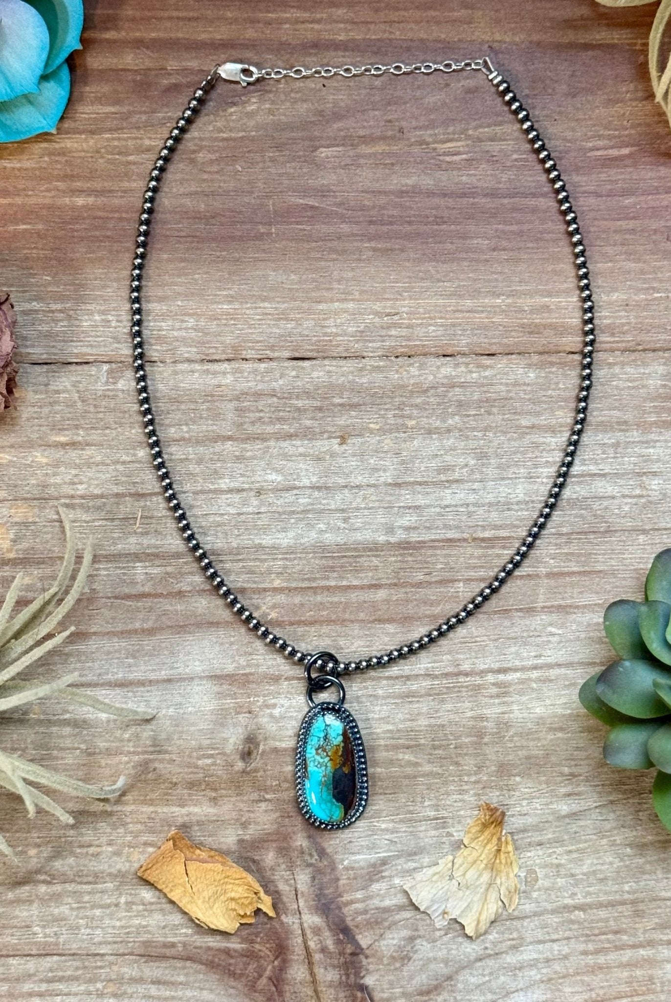 FREE Sterling Silver Pearl Necklace + MJ Long Oval Turquoise Pendant - Deadwood South Boutique & Company LLC