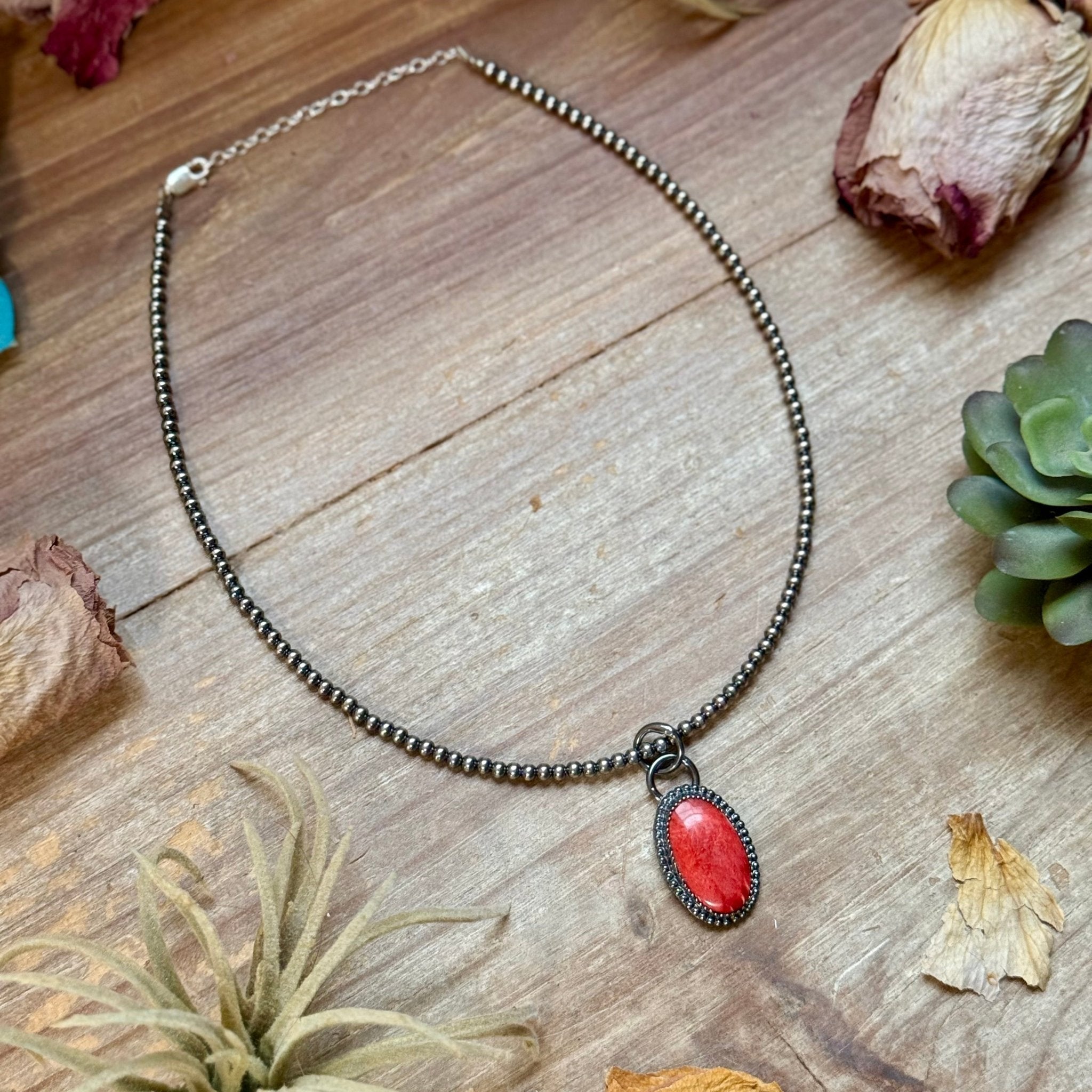 FREE Sterling Silver Pearl Necklace + MJ Oval Red Spiny Oyster Pendant - Deadwood South Boutique & Company LLC