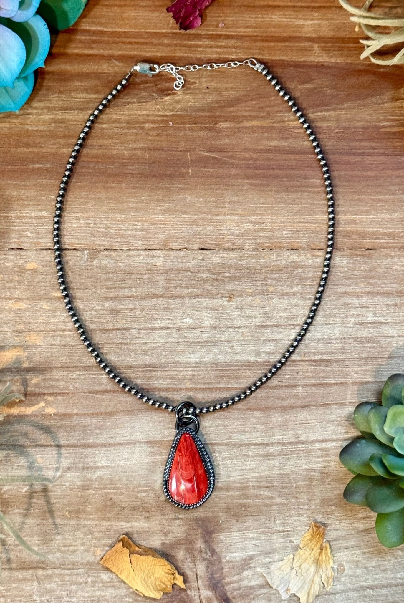 FREE Sterling Silver Pearl Necklace + MJ Red Spiny Oyster Teardrop Charm - Deadwood South Boutique & Company LLC