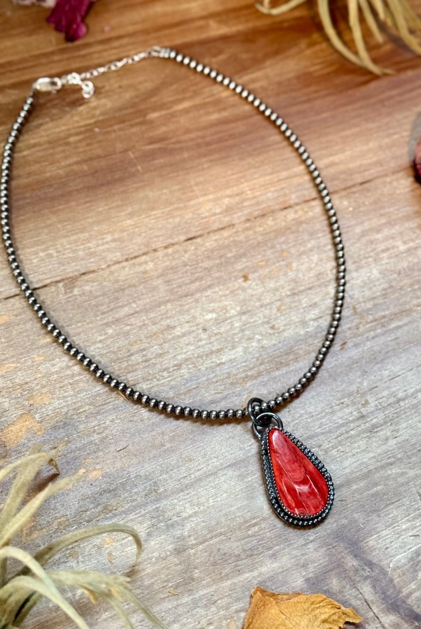 FREE Sterling Silver Pearl Necklace + MJ Red Spiny Oyster Teardrop Charm - Deadwood South Boutique & Company LLC