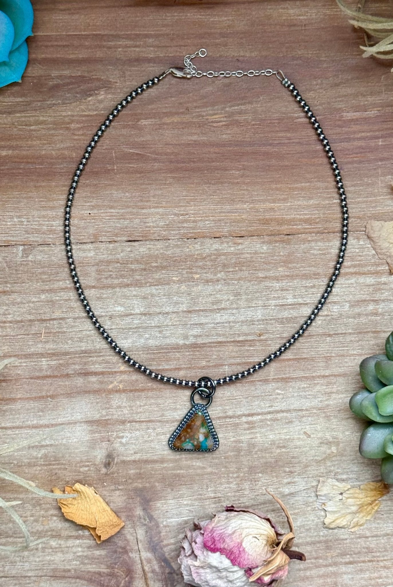 FREE Sterling Silver Pearl Necklace + MJ Triangle Royston Turquoise Pendant - Deadwood South Boutique & Company LLC