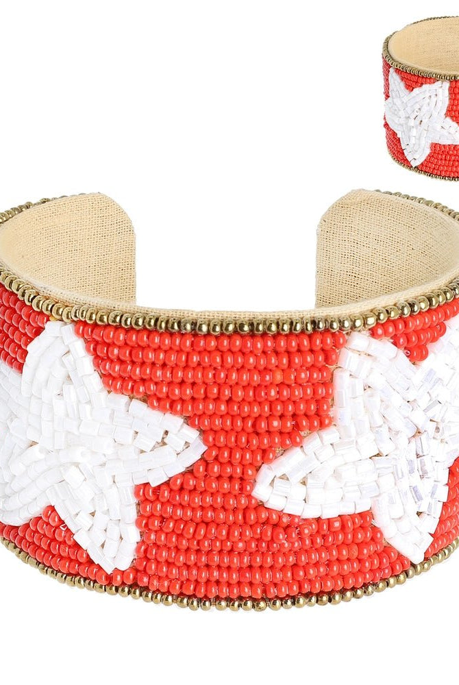 Game Day Beaded Star Cuff Bracelet - Deadwood South Boutique & Company LLC