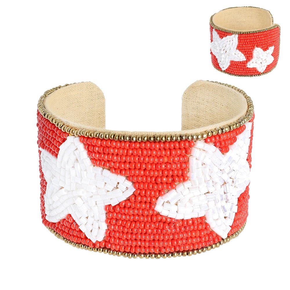 Game Day Beaded Star Cuff Bracelet - Deadwood South Boutique & Company LLC