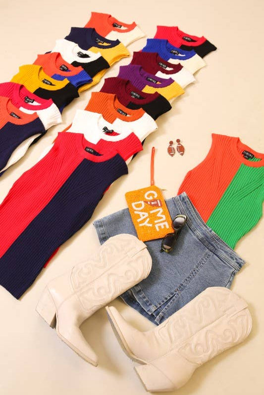 Game Day Color Block Ribbed Top - Deadwood South Boutique & Company LLC