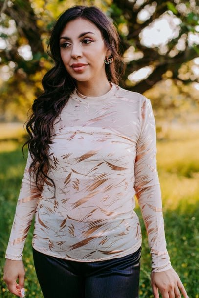 Gold Paint Mesh Top - Deadwood South Boutique & Company LLC