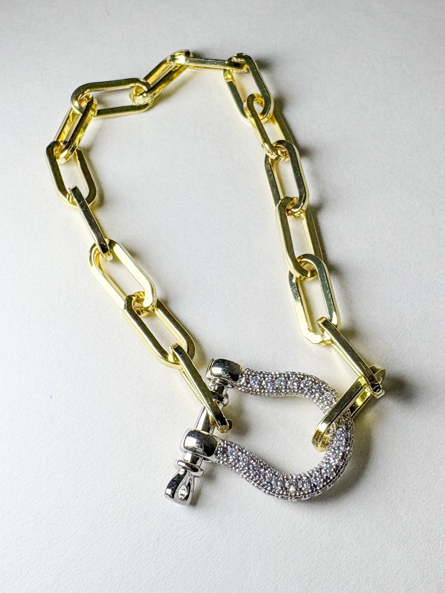 Gold & Rhinestone Bit Bracelet - Deadwood South Boutique & Company LLC