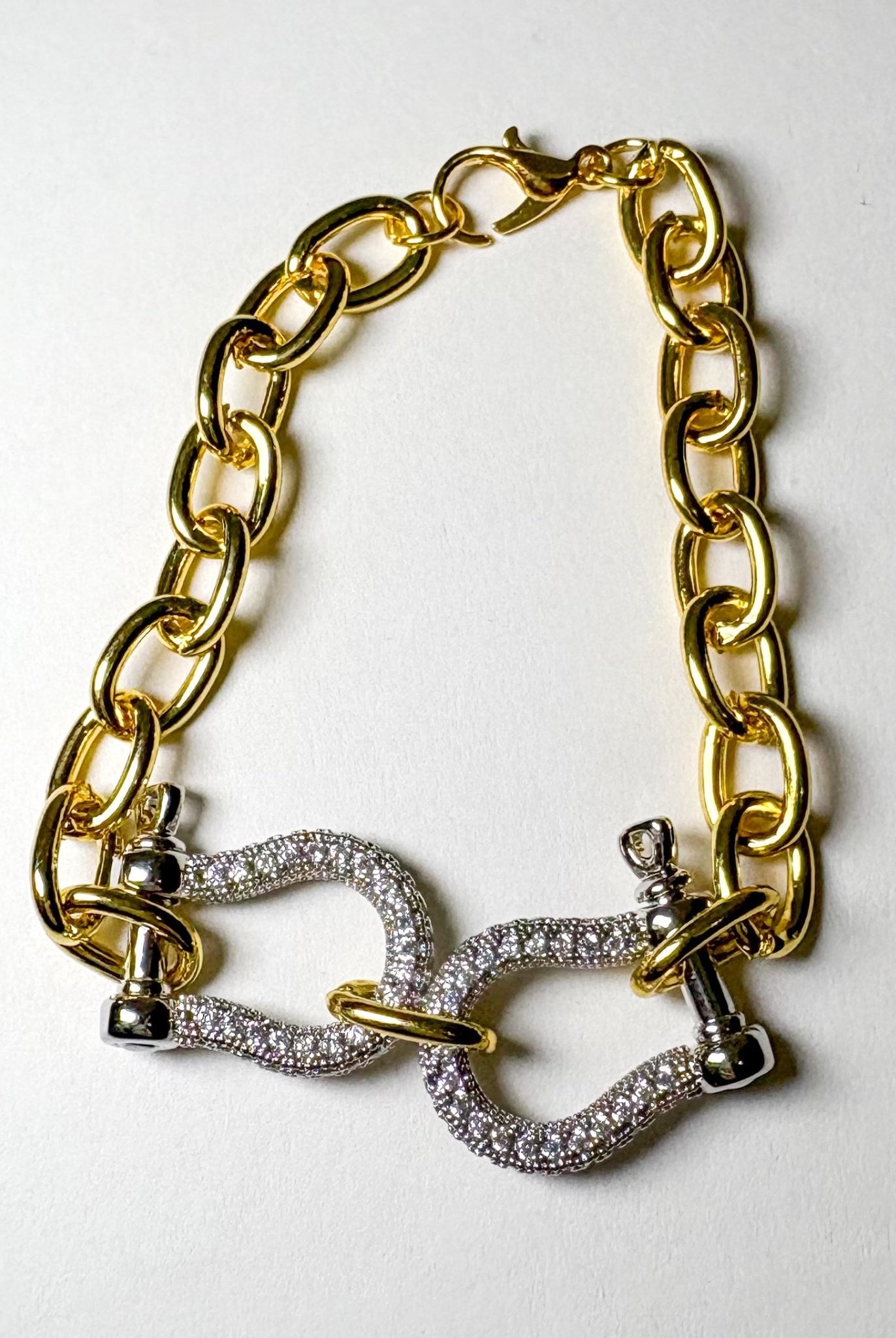 Gold & Rhinestone Bit Bracelet - Deadwood South Boutique & Company LLC