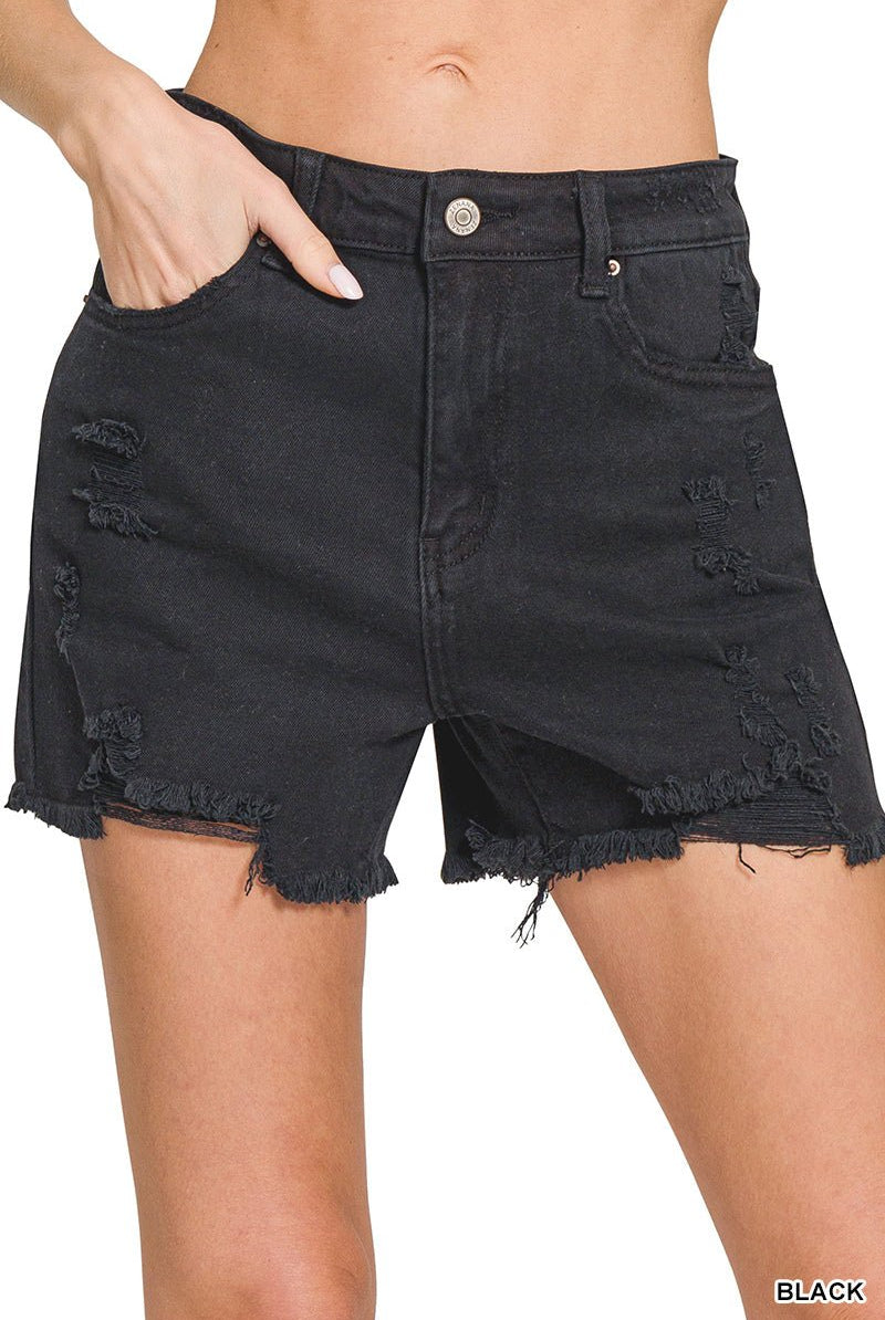 Hilli EZ Distressed Raw Hem Shorts - Deadwood South Boutique & Company LLC