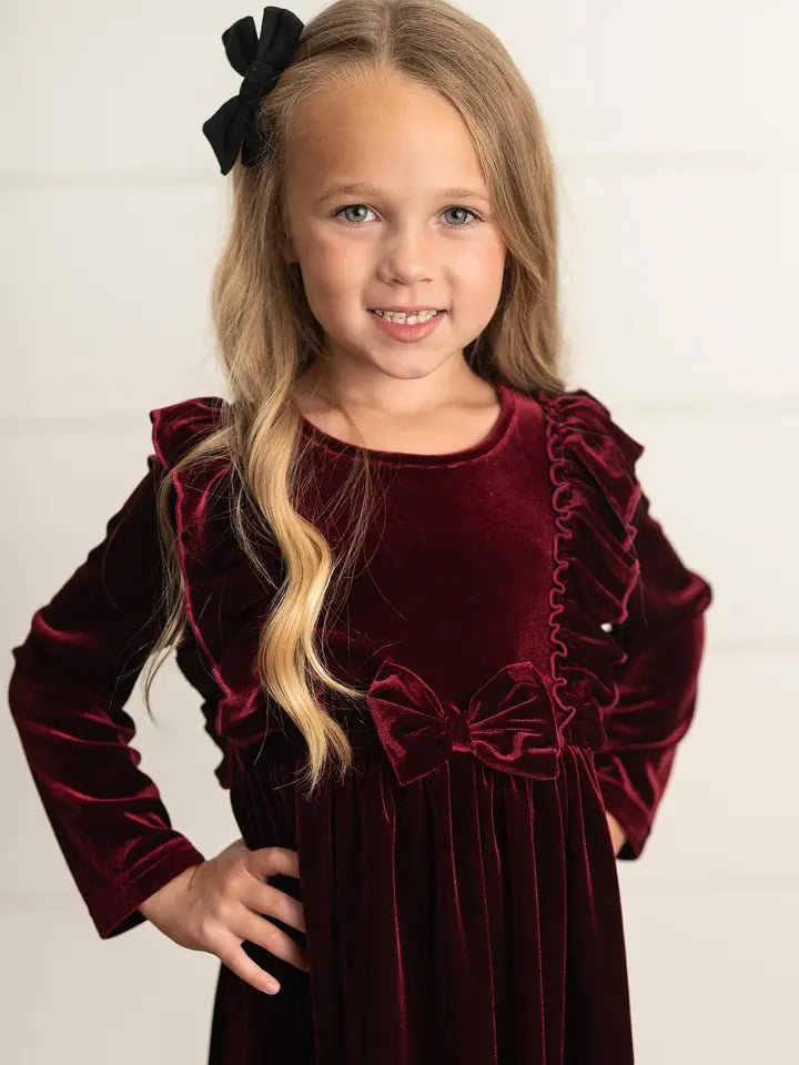 Holiday Ruffle Bow Party Dress - Deadwood South Boutique & Company LLC