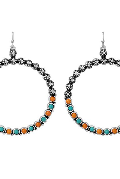 Hoops of Turquoise Fashion Earrings - Deadwood South Boutique & Company LLC