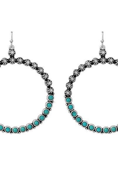 Hoops of Turquoise Fashion Earrings - Deadwood South Boutique & Company LLC