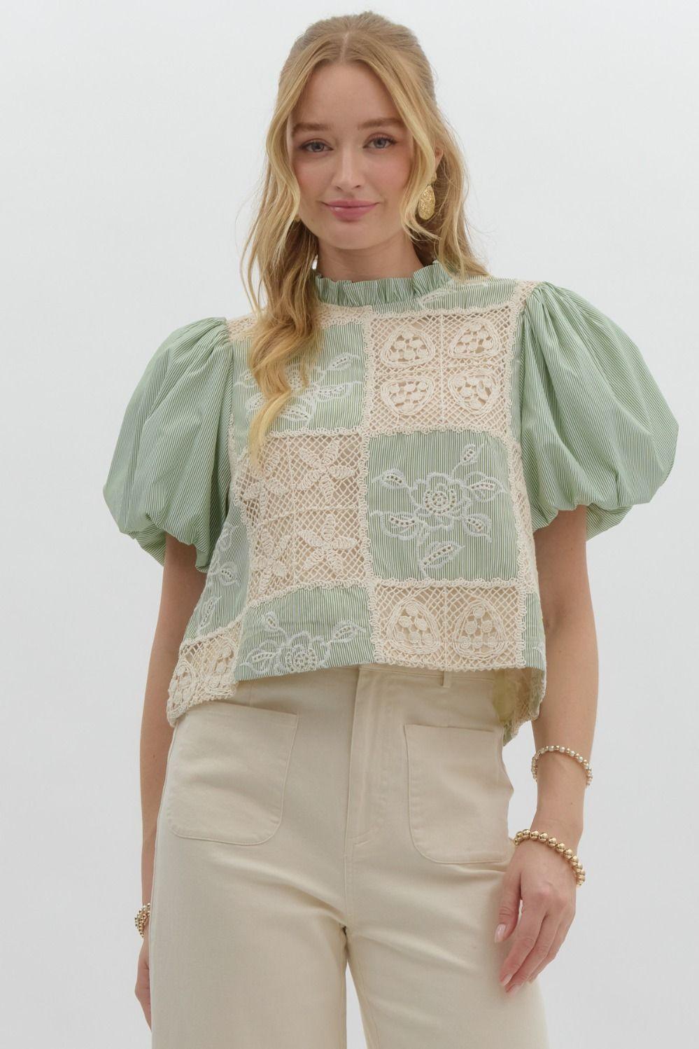 Houston Bubble Sleeve Top - Deadwood South Boutique & Company LLC