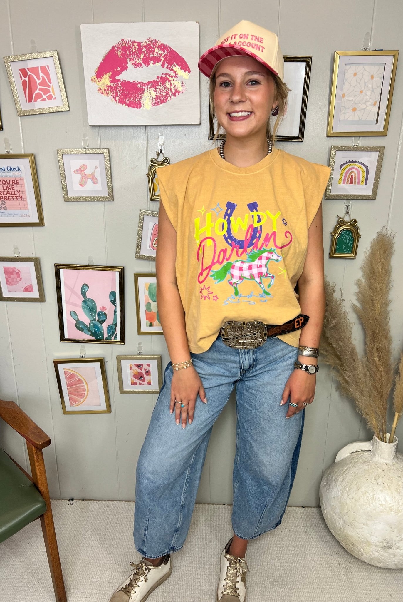 Howdy Darlin Graphic Muscle Tank - Deadwood South Boutique & Company LLC