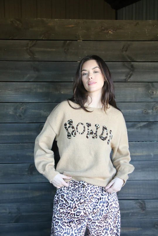Howdy Leopard Sweater - Deadwood South Boutique & Company LLC