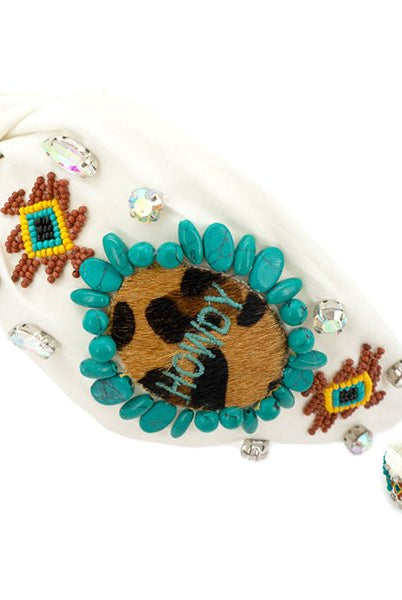 Howdy Top Knotted Beaded Headband - Deadwood South Boutique & Company LLC