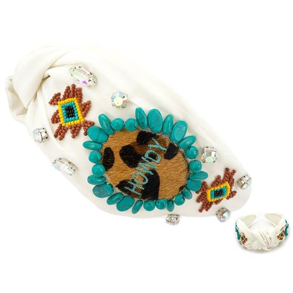 Howdy Top Knotted Beaded Headband - Deadwood South Boutique & Company LLC