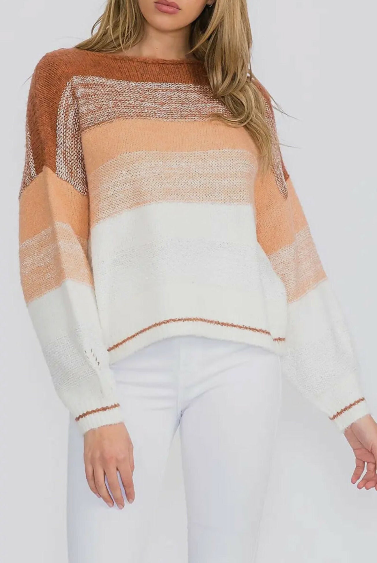 Krissy Boat Neck Colorblock Sweater-Tops & Tees-Vintage Cowgirl-Deadwood South Boutique, Women's Fashion Boutique in Henderson, TX