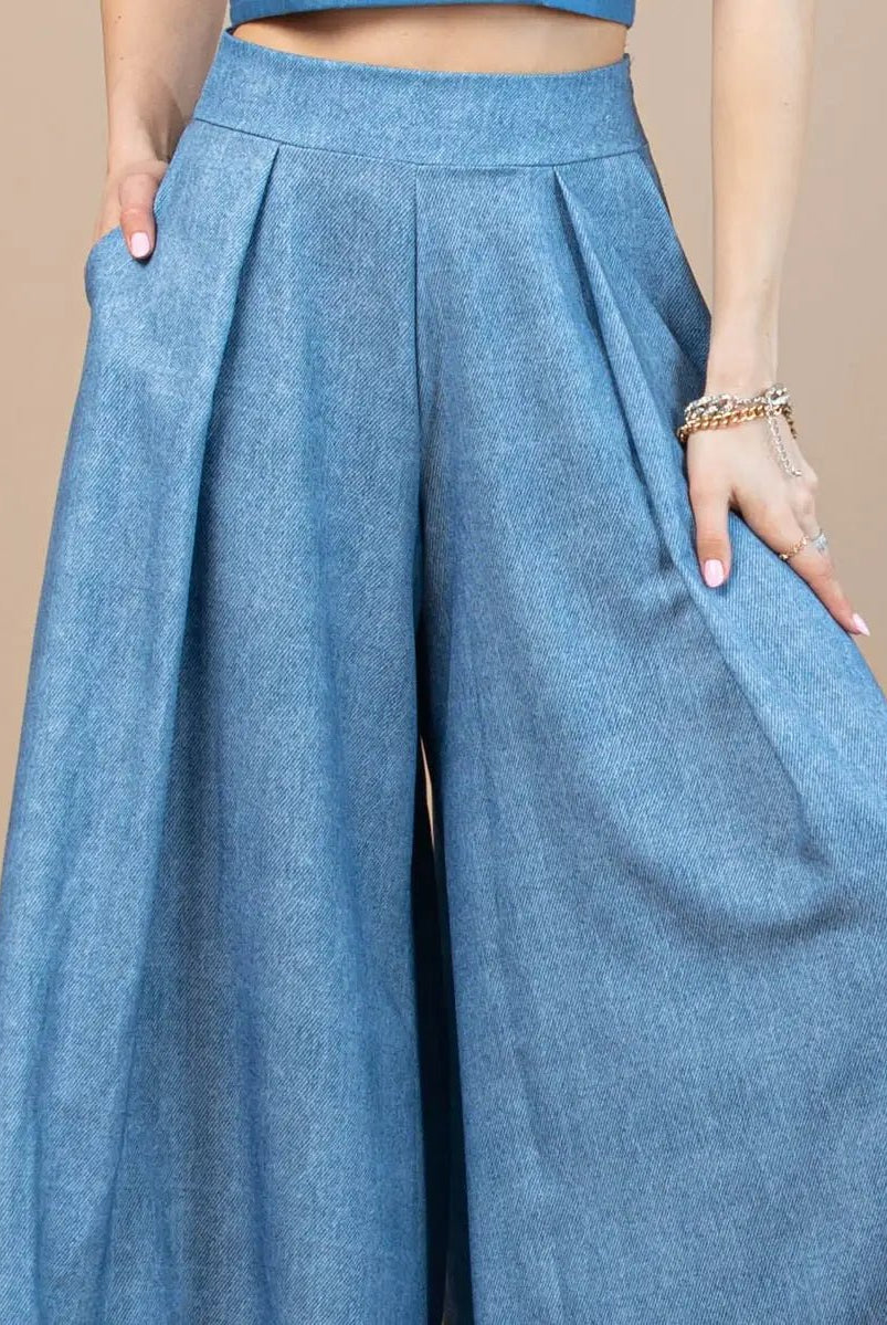 Jessica Denim Wide Leg Palazzo Pants - Deadwood South Boutique & Company LLC