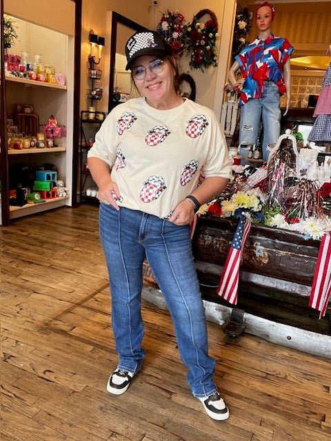 Judy Blue High Waist Front Seam Cuffed Straight Jean - Deadwood South Boutique & Company LLC