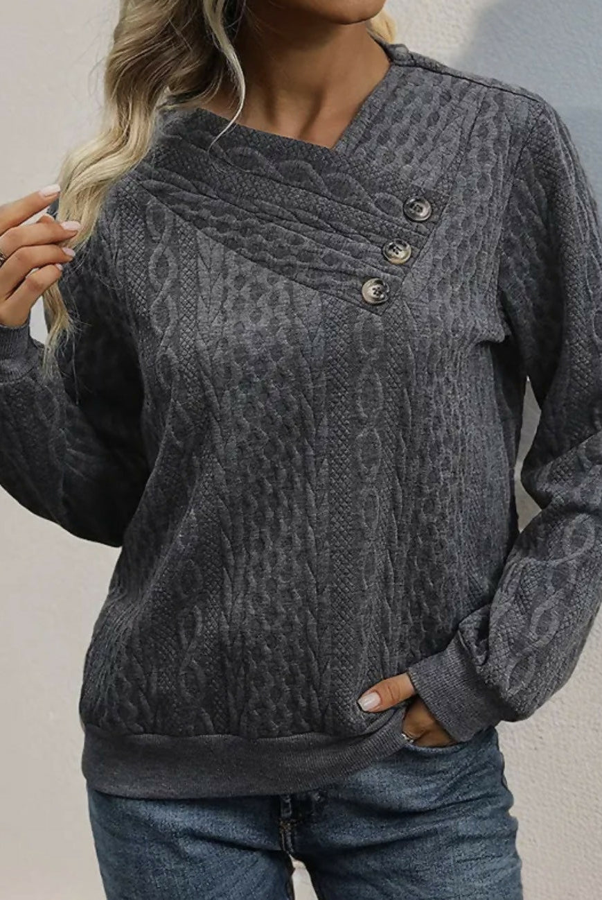 Kellie Button Detail Sweater - Deadwood South Boutique & Company LLC