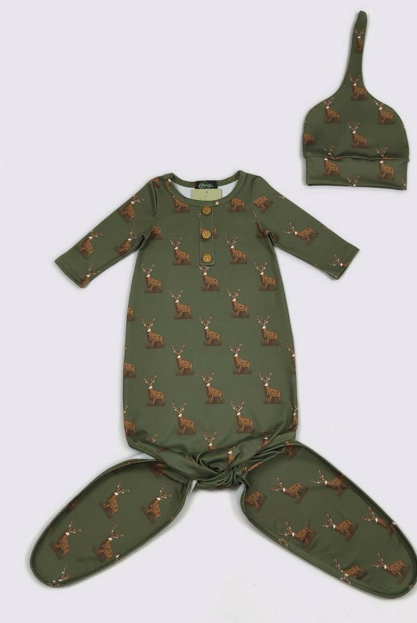 Knotted Baby Gowns w/cap - Deadwood South Boutique & Company LLC