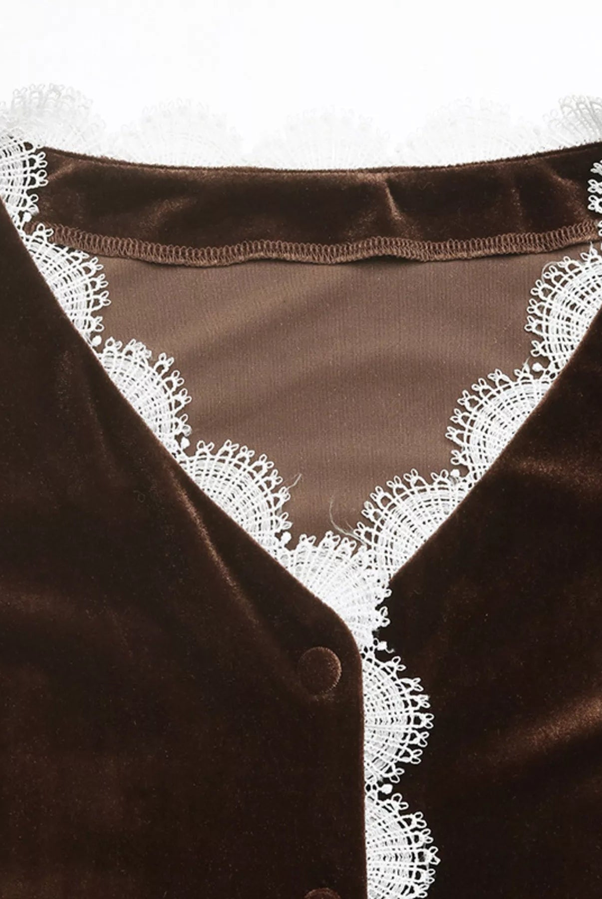 Lace Trim V - Neck Velvet Blouse - Deadwood South Boutique & Company LLC