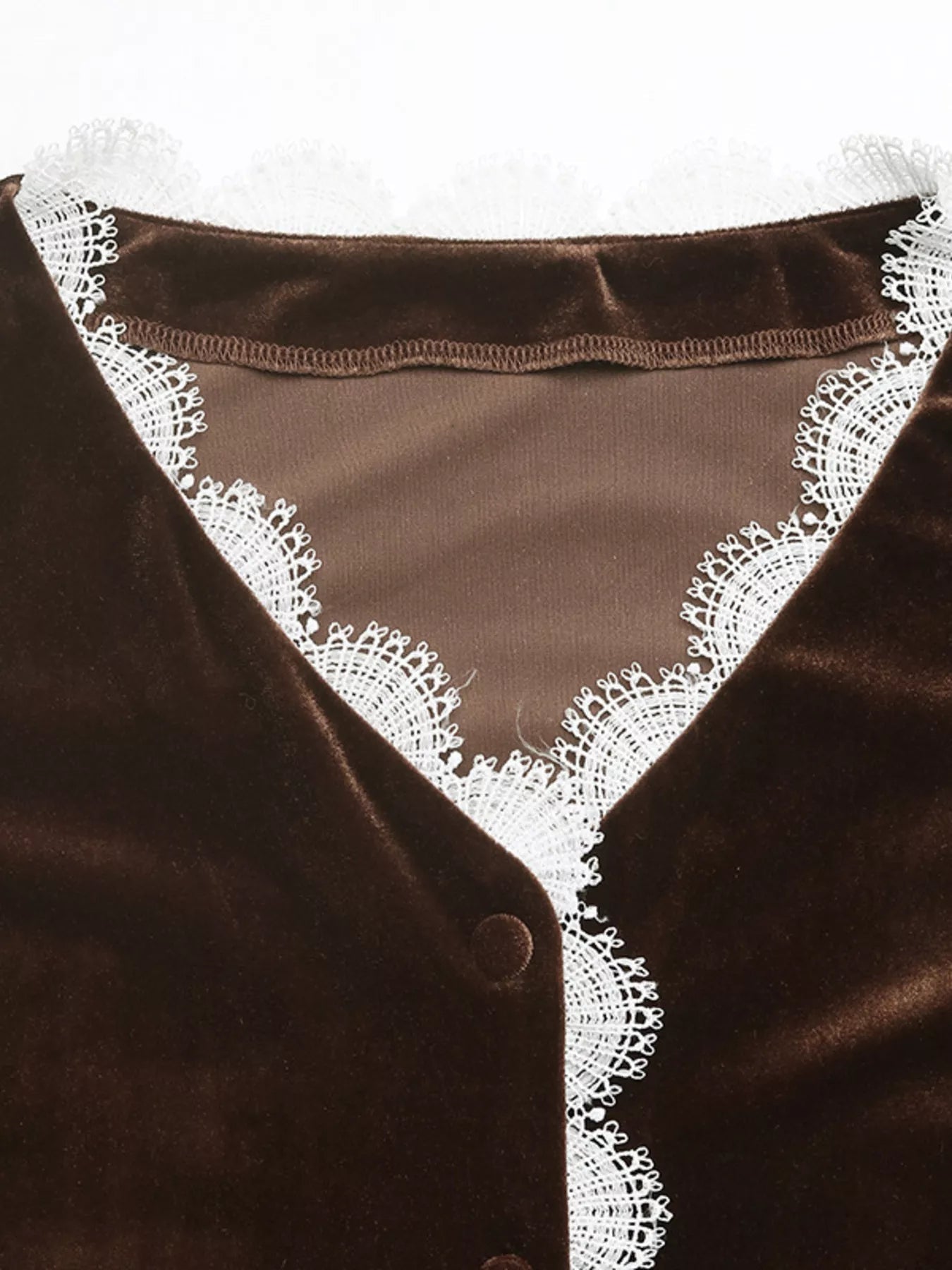 Lace Trim V - Neck Velvet Blouse - Deadwood South Boutique & Company LLC