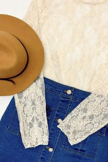 Landry Lace Mesh Longsleeve Top - Deadwood South Boutique & Company LLC