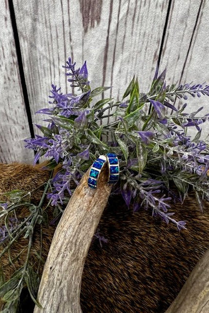 Lapis Hoop Inlay Earrings - Authentic - Deadwood South Boutique & Company LLC