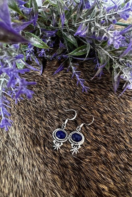 Lapis Roped Sterling Silver Earrings - Deadwood South Boutique & Company LLC