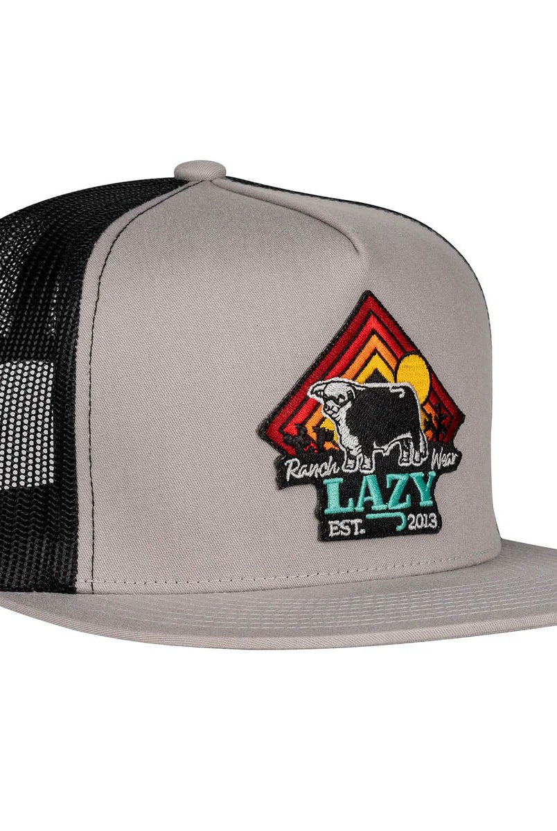 Lazy J Ranch Silver & Black Cactus Sunrise Trucker Cap - Deadwood South Boutique & Company LLC