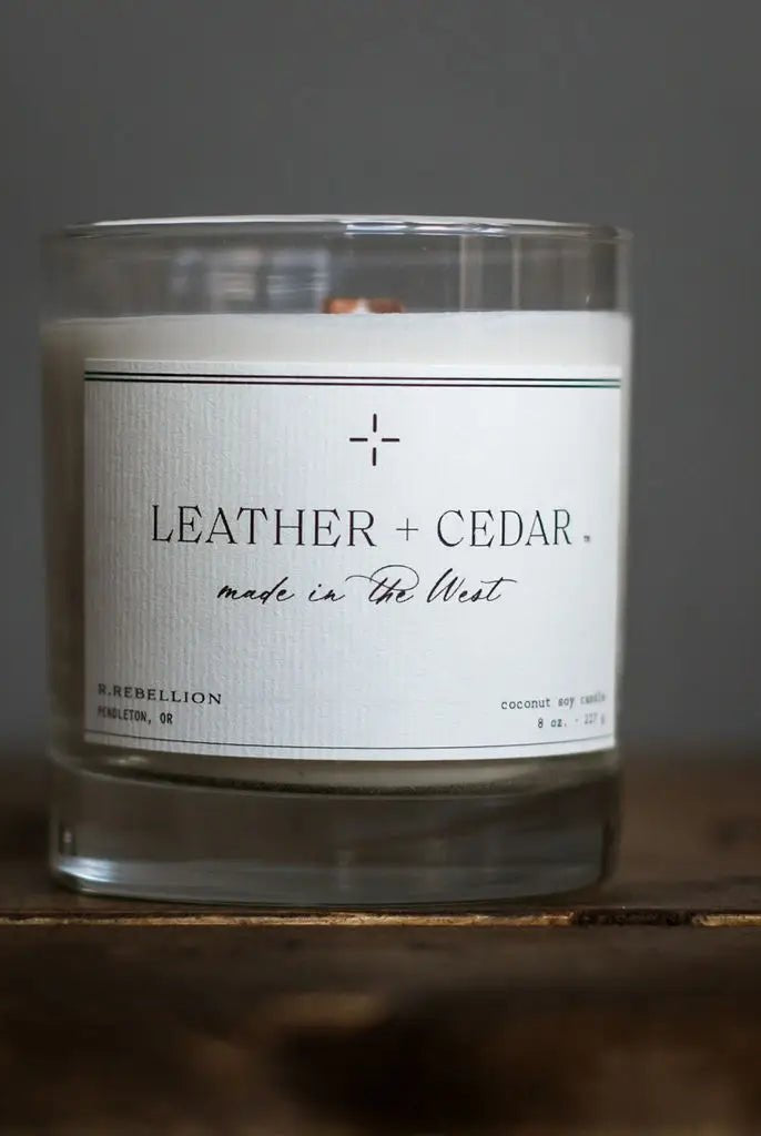 Leather & Cedar Candle - Deadwood South Boutique & Company LLC