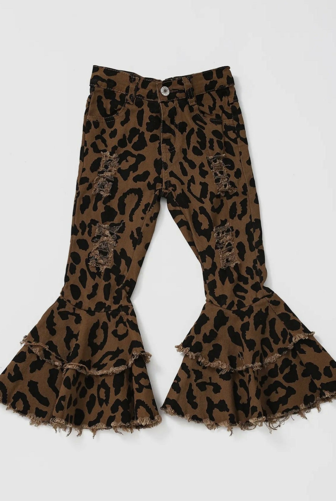 Leopard Distressed Double Layered Girl Jeans - Deadwood South Boutique & Company LLC